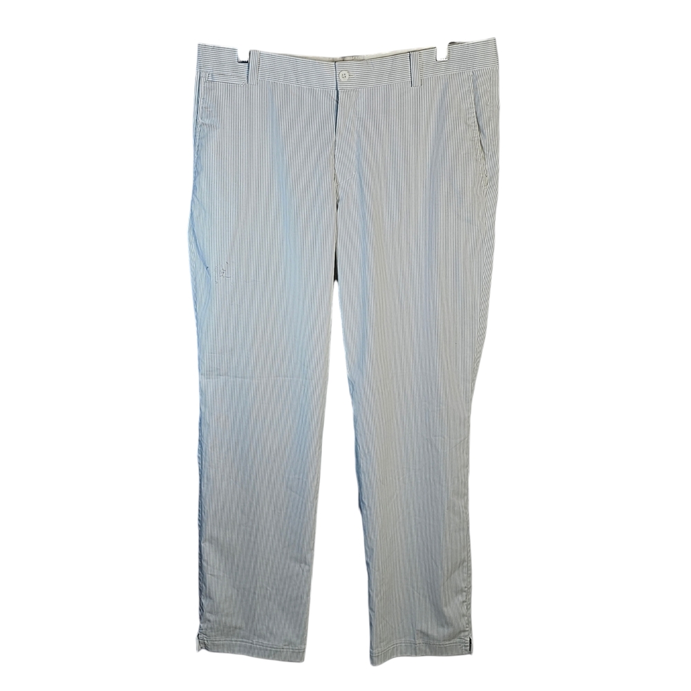 Nike Golf Pants Men 34x32 White Gray Stripes‎ Dri-Fit Tour Performance Straight